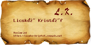 Licskó Kristóf névjegykártya